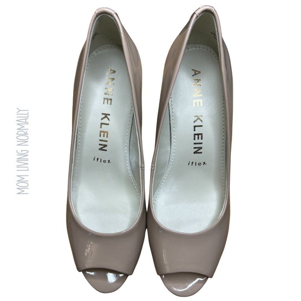 Anne Klein Megan Shoes Patent Open Toe Heel Pump
